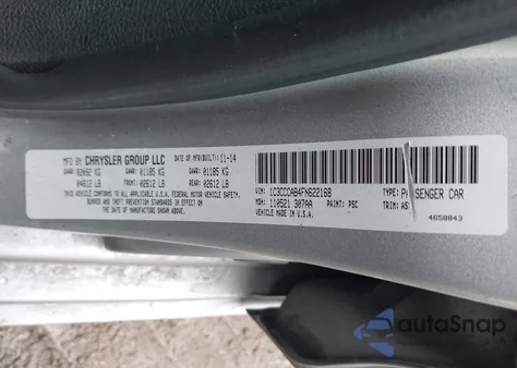 2015 Chrysler 200 Limited из США, поврежденный, VIN 1C3CCCAB4FN622168